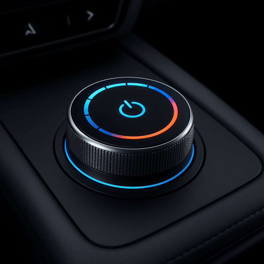 Automotive Smart Knob - Haptic HMI Controller Smart rotary knob with LED haptic feedback for automotive HMI interface design